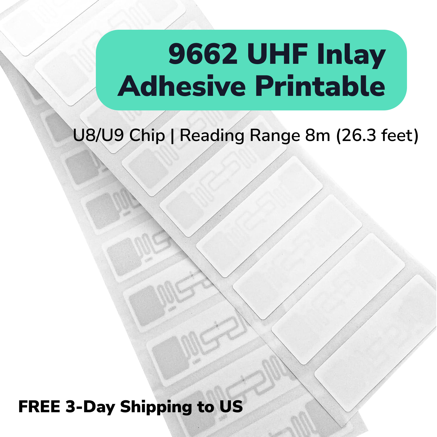 9662 Long Range UHF RFID Tag 860mhz-960mhz ISO18000-6C EPC Class1 Gen2 self adhesive printable inlay label