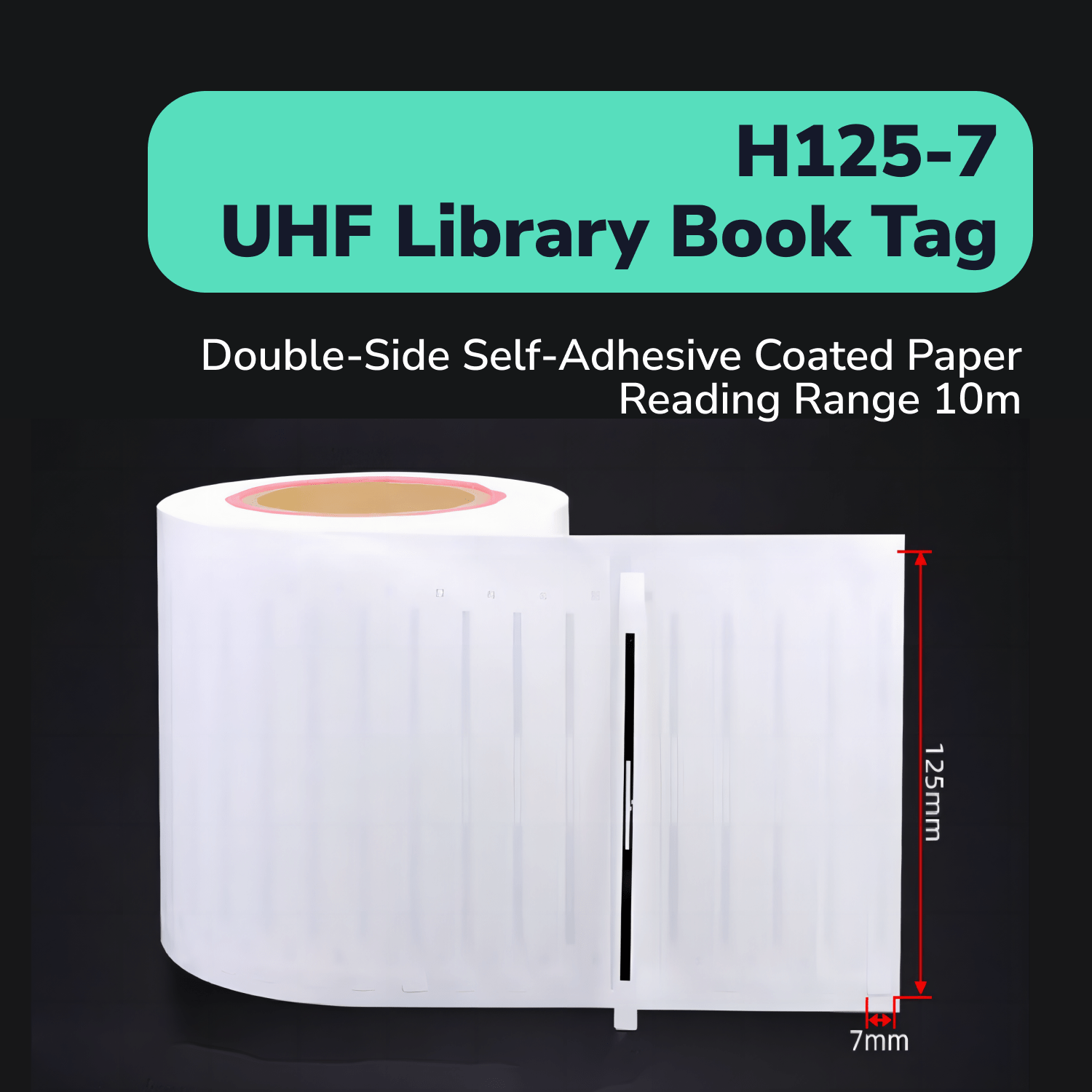 H125 - 7 Long Range UHF Tag for Library Books 125mm*7mm TagtixRFID