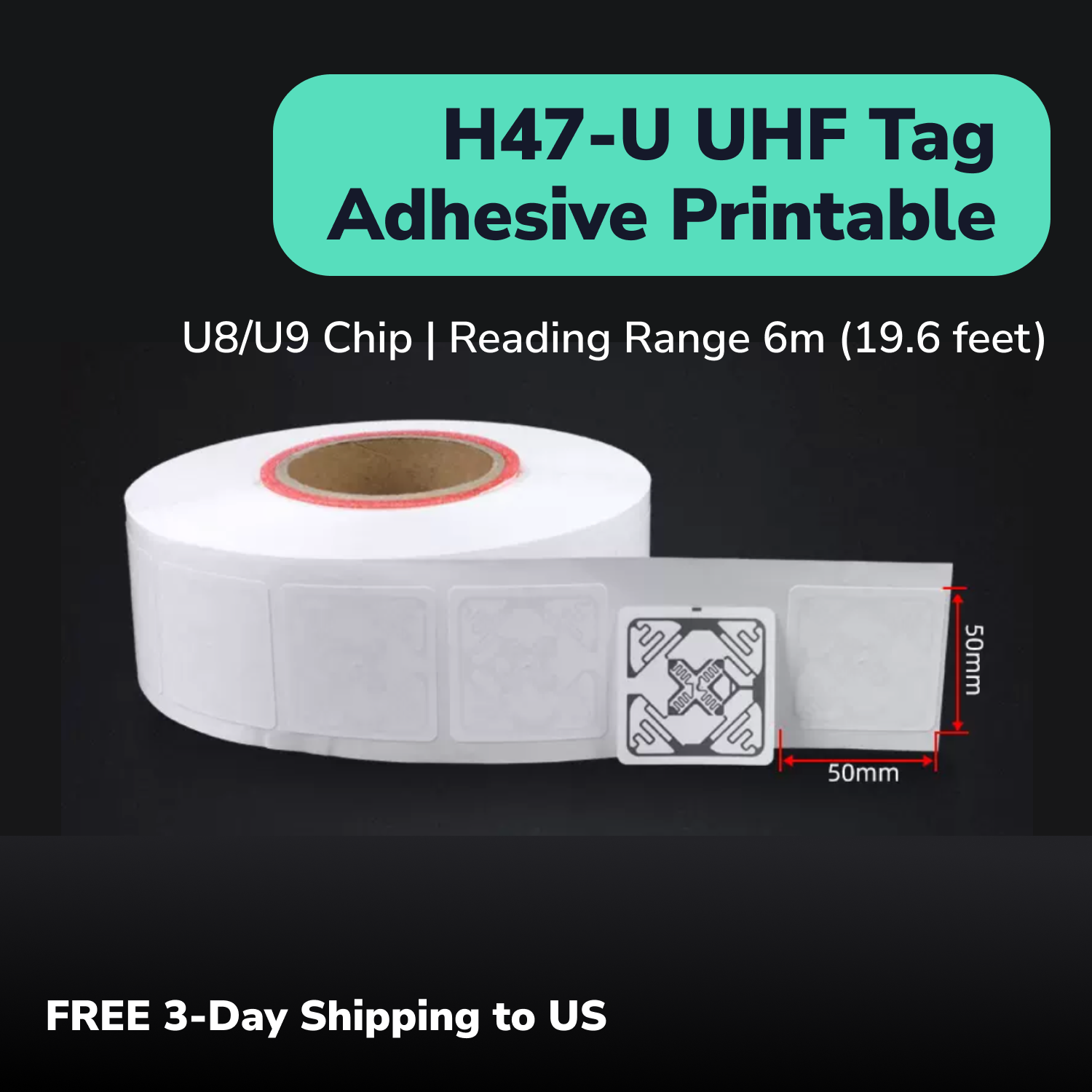 H47-U Long Range UHF RFID Tag 860mhz-960mhz ISO18000-6C EPC Class1 Gen2 self adhesive printable rewritable
