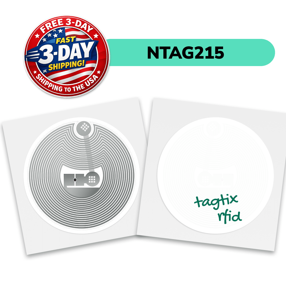 NFC NTAG 215 Sticker Self - Adhesive Round 13.56Mhz TagtixRFID