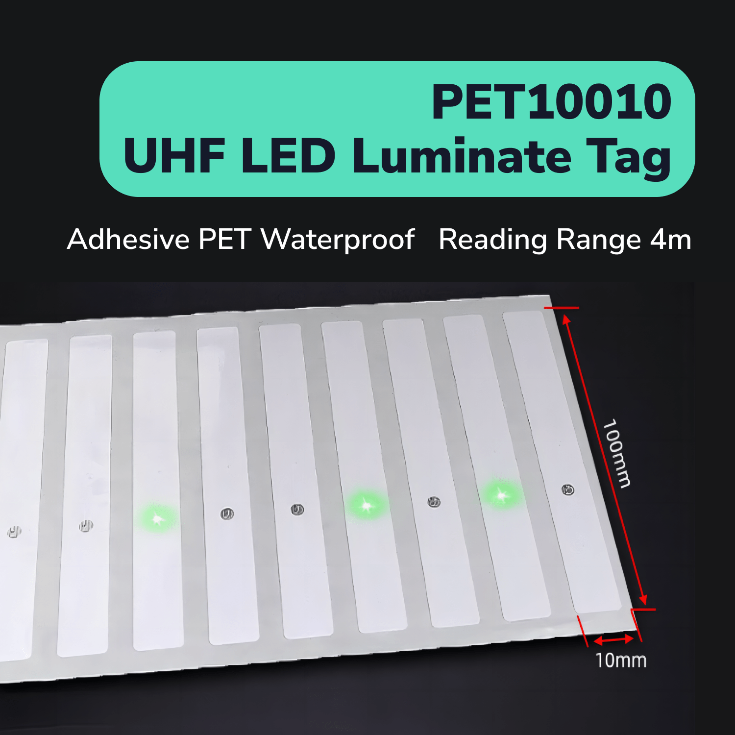 PET10010 UHF RFID LED Tag Illuminate In The Dark TagtixRFID