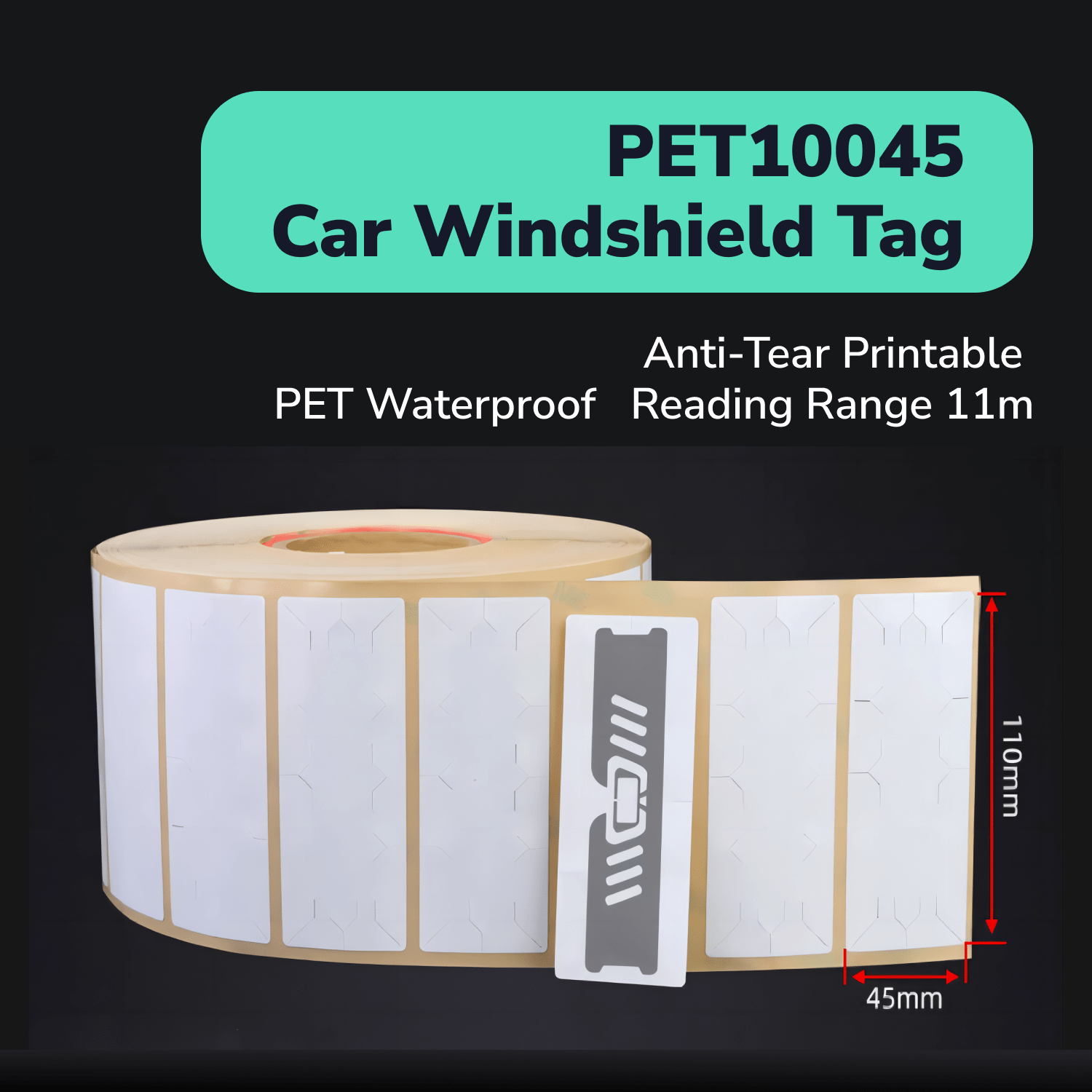 PET11045 Windshield UHF RFID Tag TagtixRFID