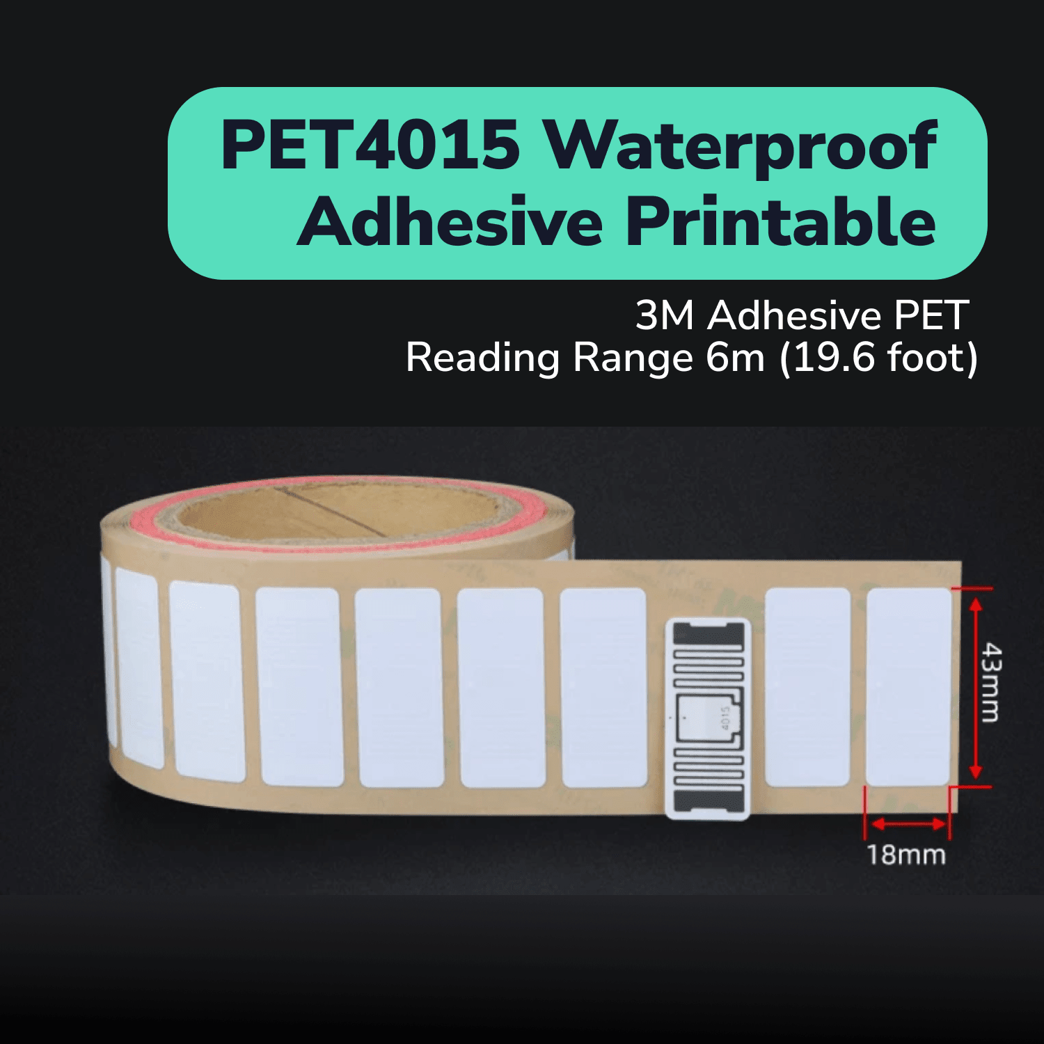 PET4015 Material Waterproof Printable Long Range UHF Label TagtixRFID