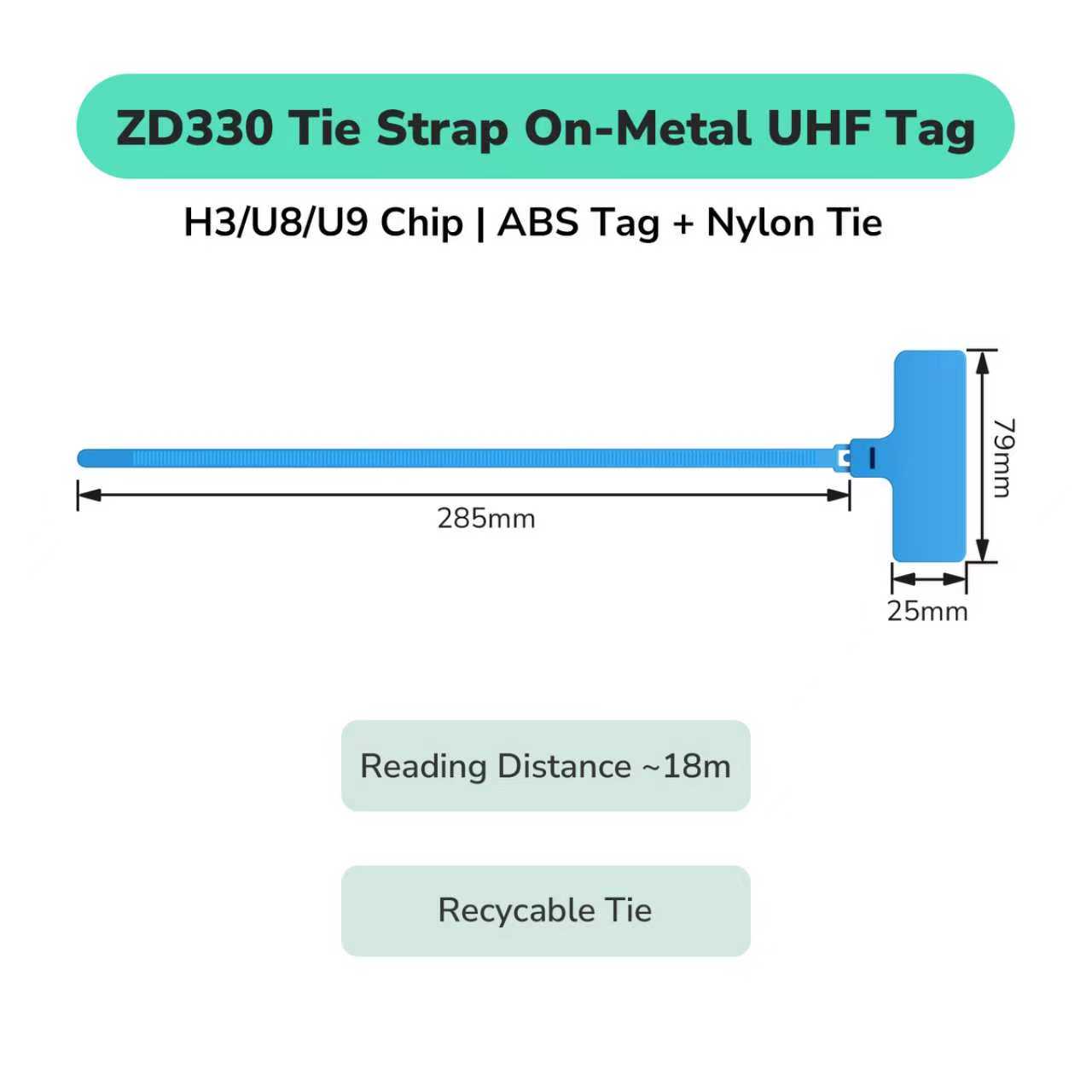 ZD330 RFID Cable Tie Wrap UHF Tag Strap