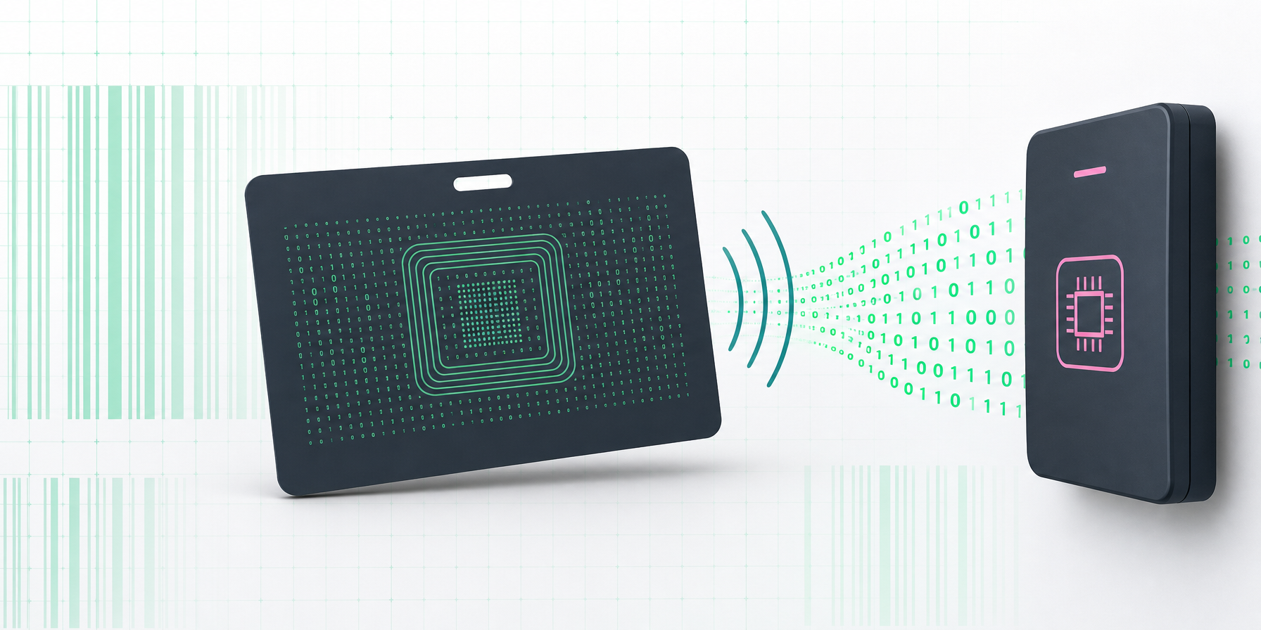 HID proximity card format with binary data bit structure