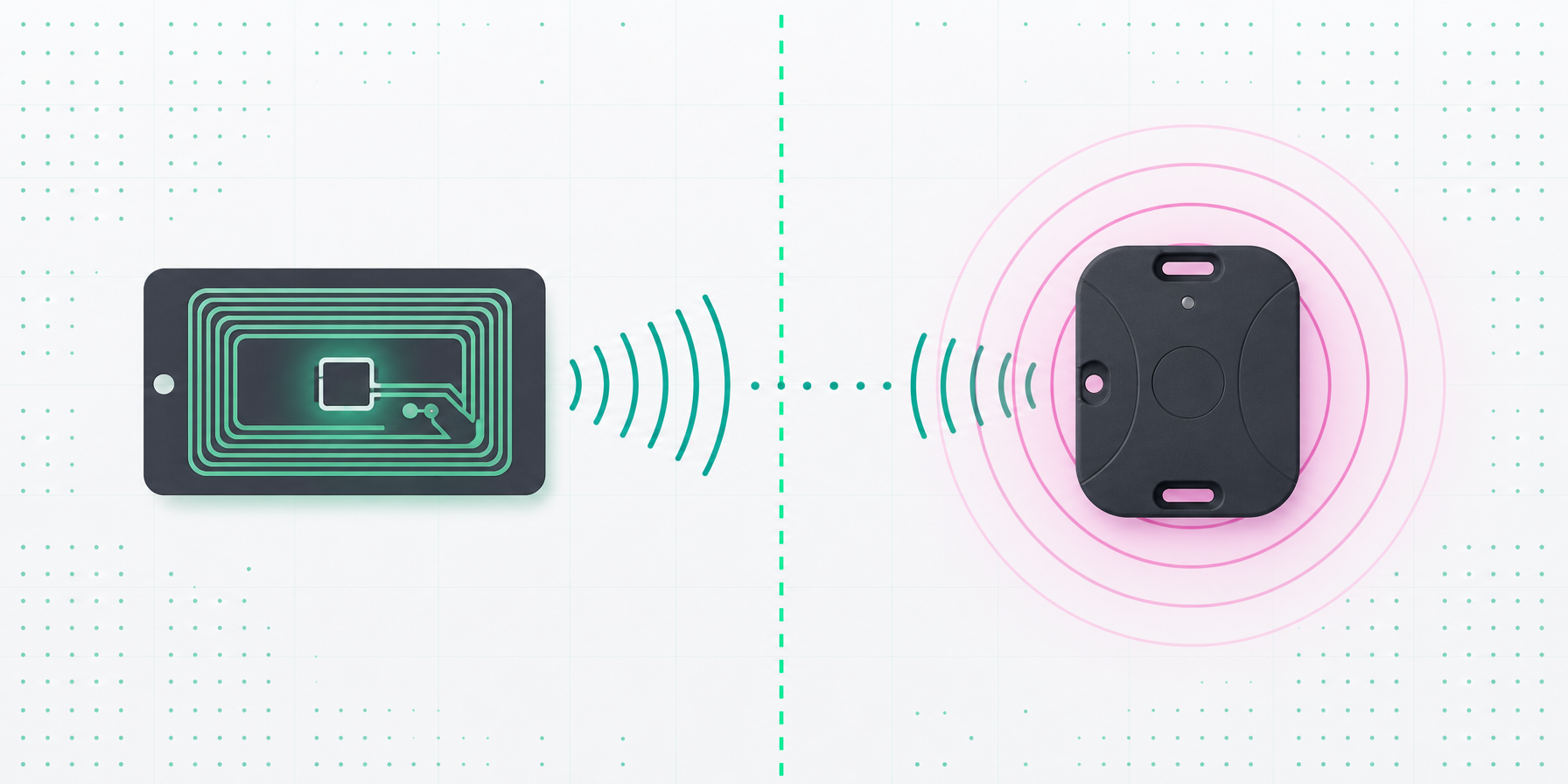 Passive and active RFID tag comparison signal range visualization