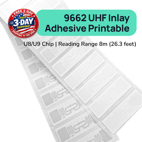 9662 Printable Long-Range UHF RFID Sticker Inlay for Asset Tracking Self Adhesive TagtixRFID