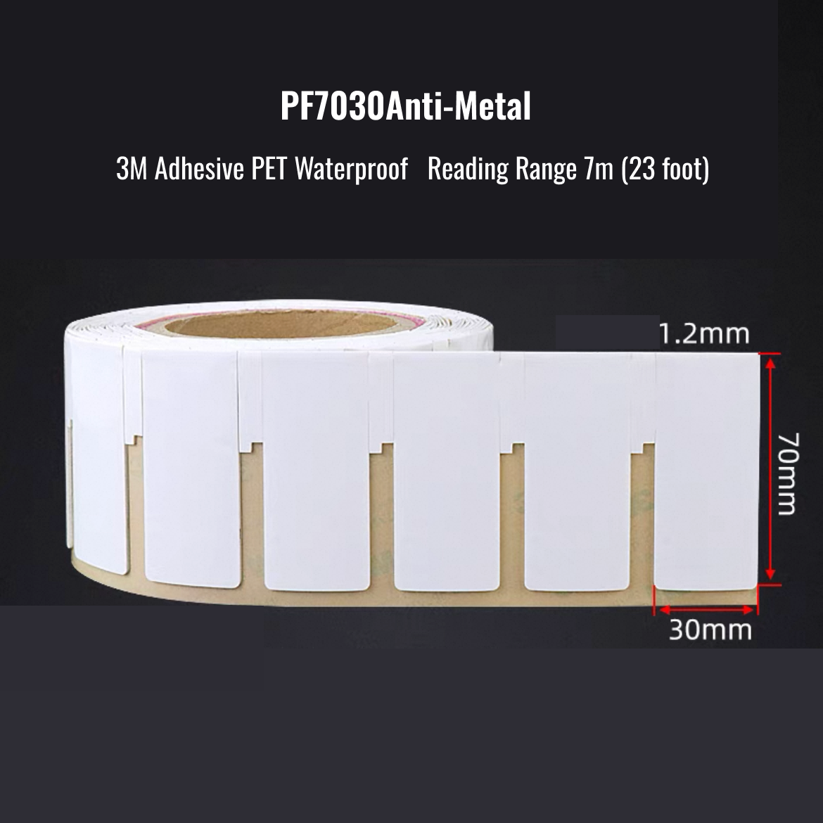 UHF-Anti-Metall-Tags-Aufkleber PET 3M Klebstoff