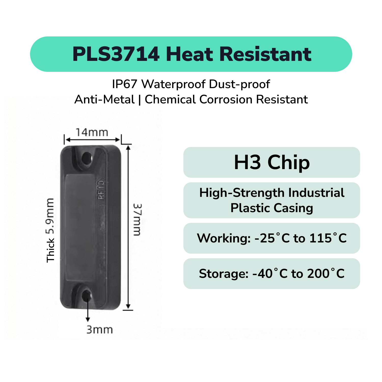 PCB Material High Temperature RFID Tag Anti - Metal UHF Label TagtixRFID