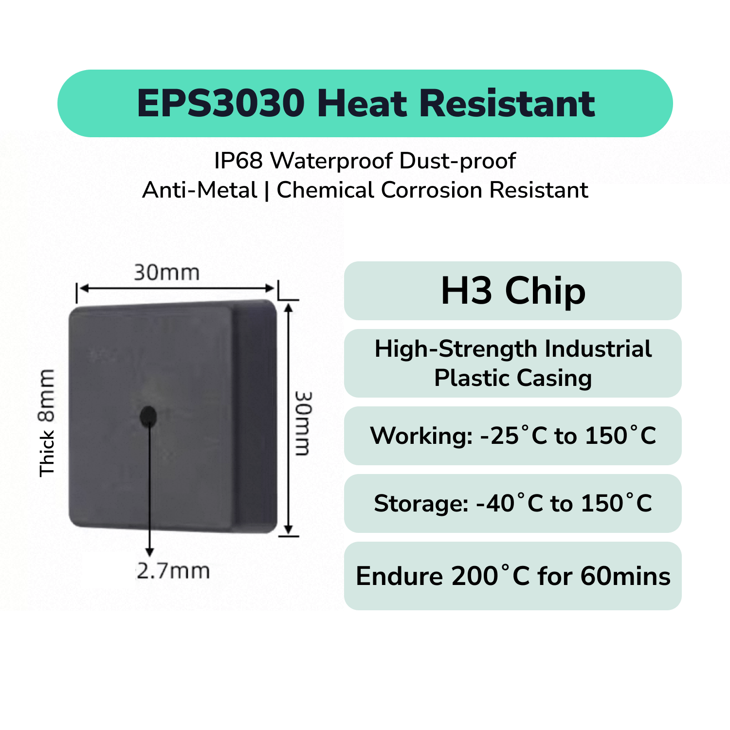 PCB Material High Temperature RFID Tag Anti - Metal UHF Label TagtixRFID