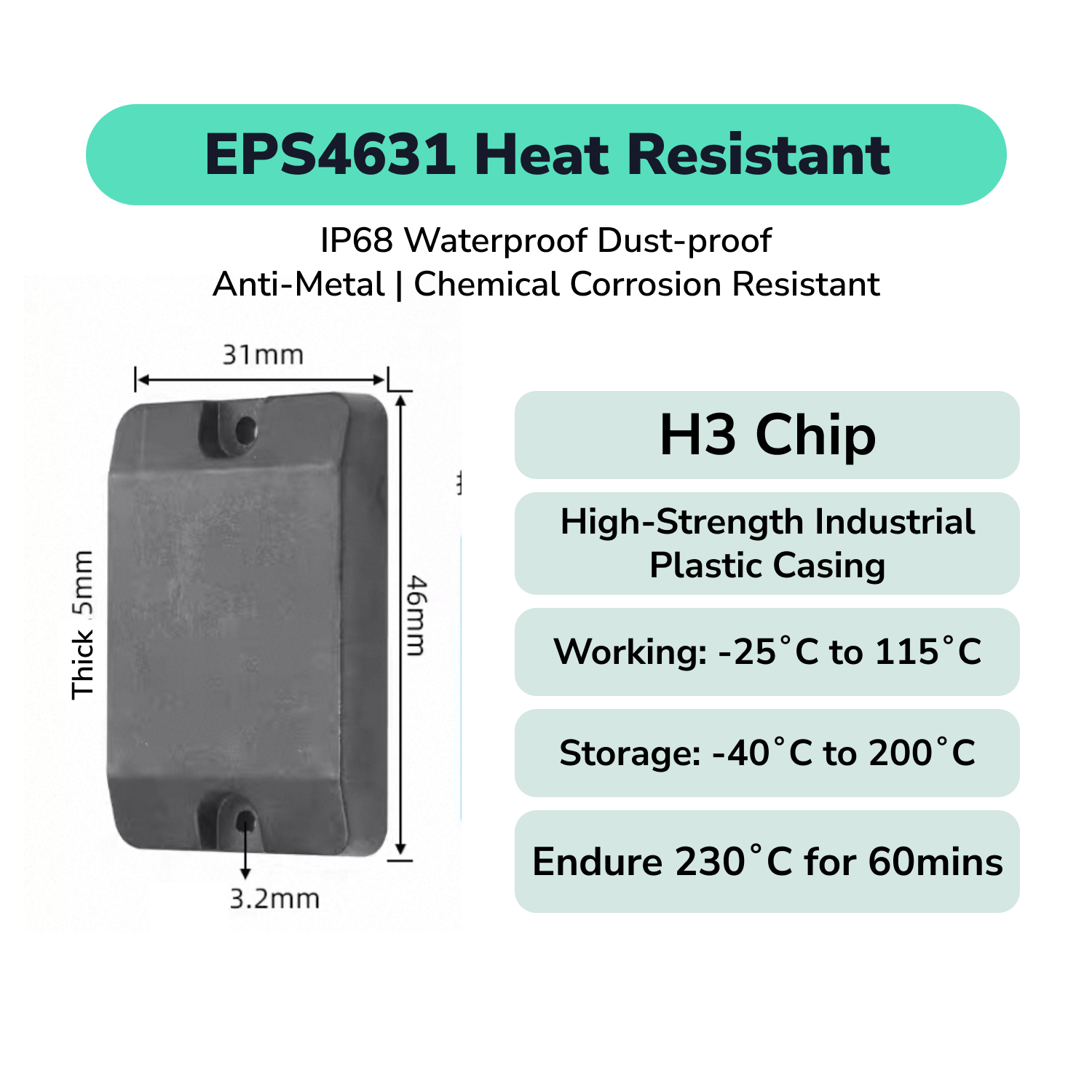 PCB Material High Temperature RFID Tag Anti - Metal UHF Label TagtixRFID