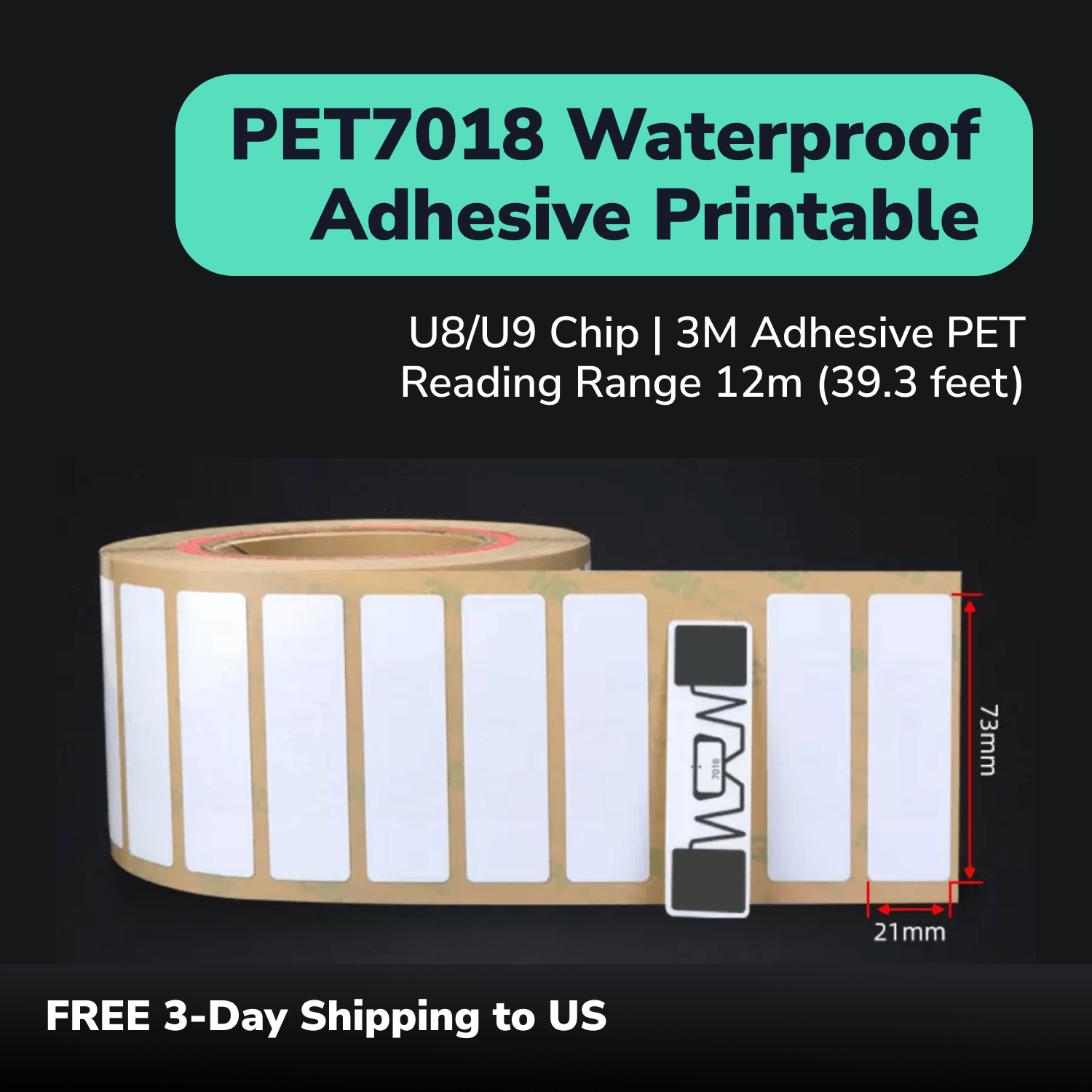PET7018 Material Waterproof Printable Long Range UHF Label TagtixRFID