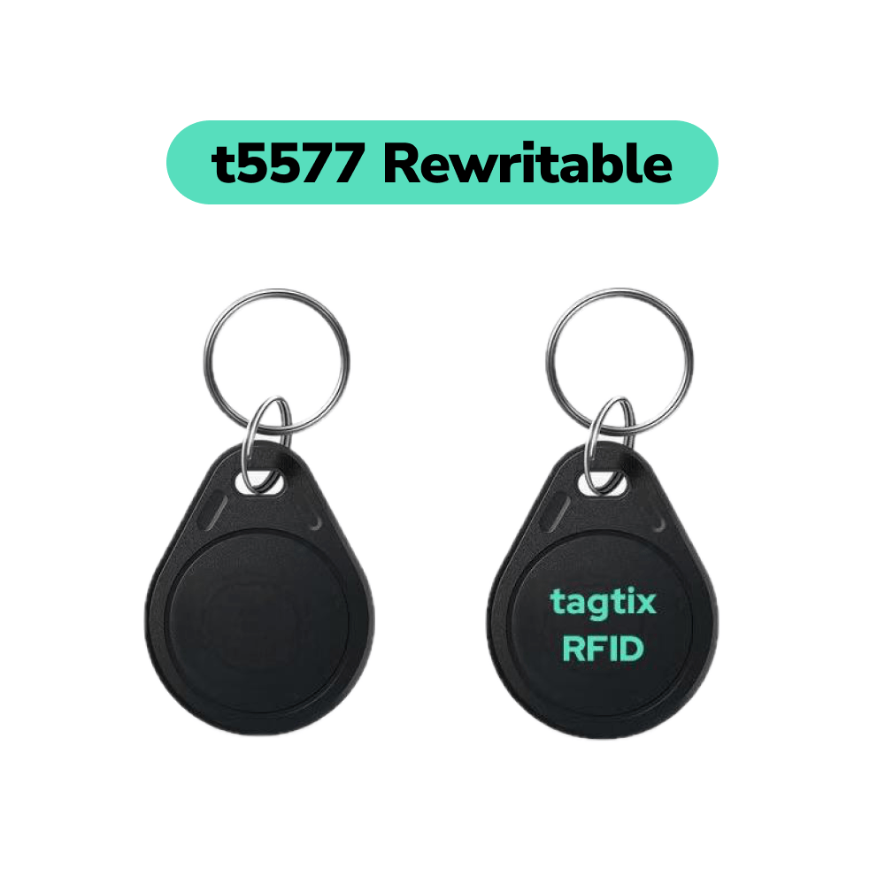 T5577 Chip Writable 125khz Proximity Keyfob Custom ID Tag Blanks Cards TagtixRFID