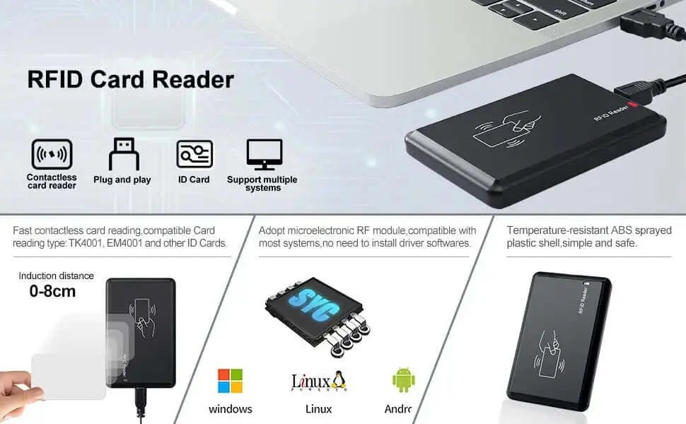 UHPPOTE Contactless 125KHz EM RFID EM4100 Proximity ID Smart Entry Access Employee Card (Thickness 0.8mm