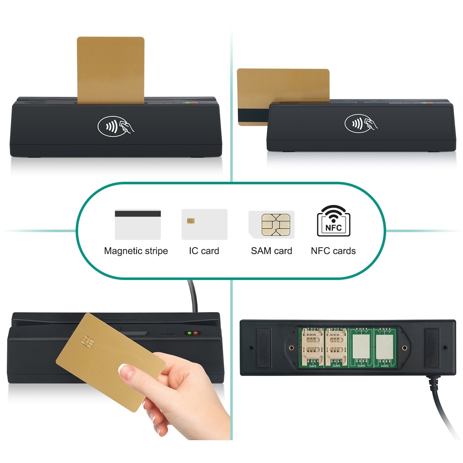 MSR160 4 in 1 RFID + EMV Chip + Credit Card Reader Writer TagtixRFID